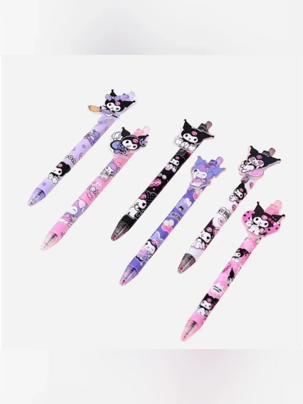 Sanrio Kuromi Plus Hello Kitty & Friends Kawaii Retractable Gel Pen Bundle of 12